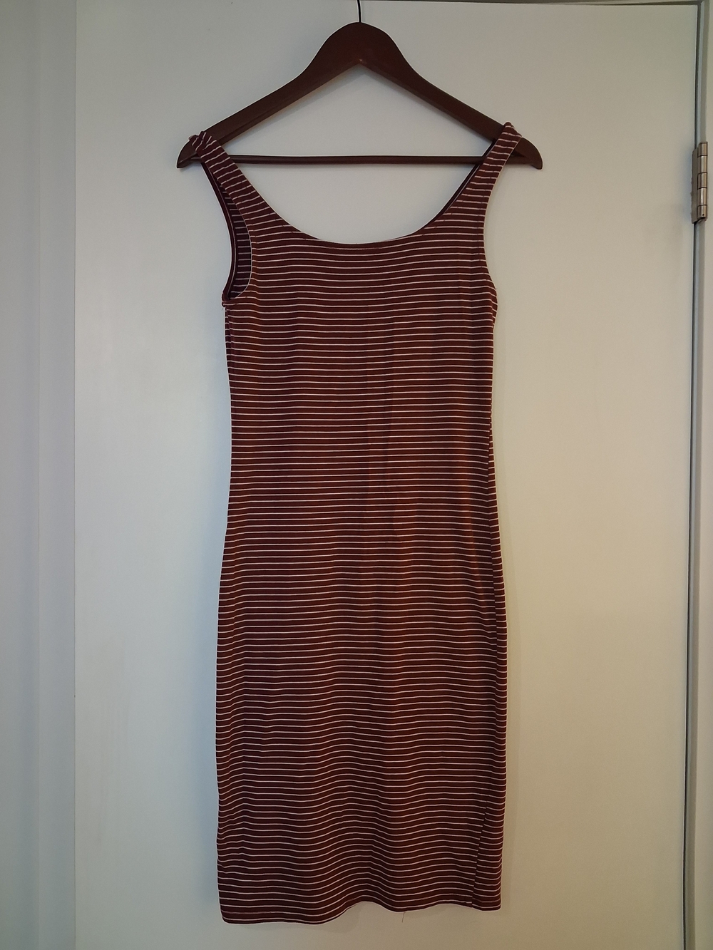 Heart & Hips Burgundy and White Striped Tank Midi Dress